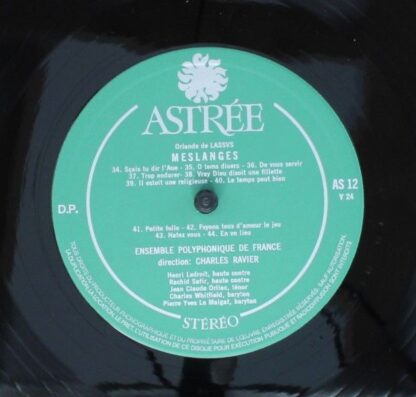 Astree AS 12 - Roland de Lassus, Charles Ravier, Ensemble Polyph - Image 6