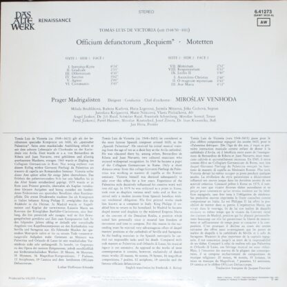 Telefunken 6.41273 - Tomás Luis De Victoria, Prague Madrigal Sin - Image 2