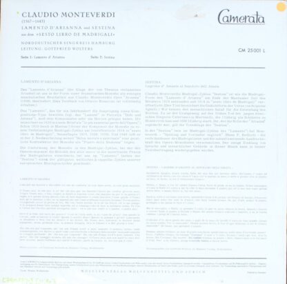 Camerata Cm 25 001 L - Claudio Monteverdi, Norddeutscher Singkre - Image 2
