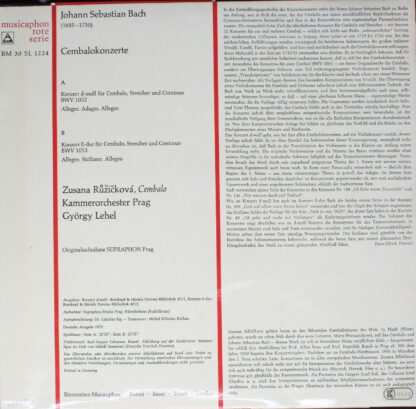 Musicaphon BM 30 SL 1224 - Johann Sebastian Bach, Zuzana Růžičko - Image 2