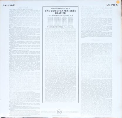 RCA Victor Red Seal LM-1708-C - Johann Sebastian Bach, Wanda Lan - Image 2