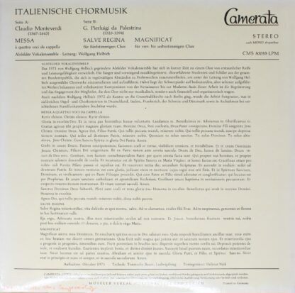 Camerata CMS 30055 LPM - Alsfelder Vokalensemble, Wolfgang Helbi - Image 2