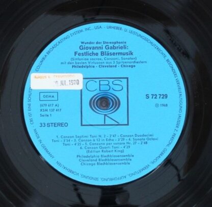 CBS S 72729 - Giovanni Gabrieli, Philadelphia Brass Ensemble, Cl - Image 3