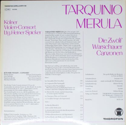 Thorofon Capella MTH 158 - Tarquinio Merula, Kölner Violen-Conso - Image 2