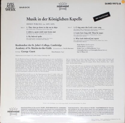 DECCA SAWD 997 5-B - Henry Purcell, St. John's College Choir - M - Image 2