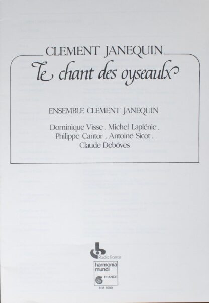 Harmonia Mundi HM 1099 - Clément Janequin, Ensemble Clément Jane - Image 3