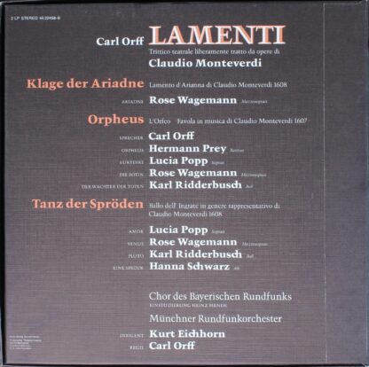 BASF 40 22458-9 - Carl Orff - Lamenti - Trictico Teatrale Libera - Image 2