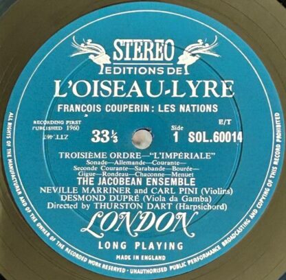 L'Oiseau-Lyre SOL 60014 - François Couperin, The Jacobean Ensemb - Image 3