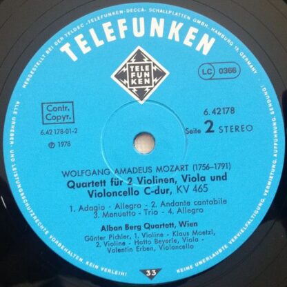Telefunken 6.42178 AW - Wolfgang Amadeus Mozart, Alban Berg Quar - Image 4