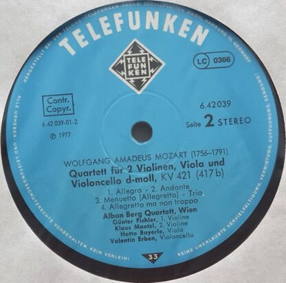 Telefunken 6.42039 AW - Wolfgang Amadeus Mozart, Alban Berg Quar - Image 4