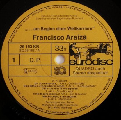 Eurodisc SQ 26 163 KR - Francisco Araiza, Münchner Rundfunkorche - Image 3