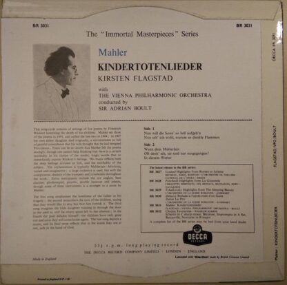 DECCA BR 3031 - Gustav Mahler, Kirsten Flagstad, Wiener Philharm - Image 2