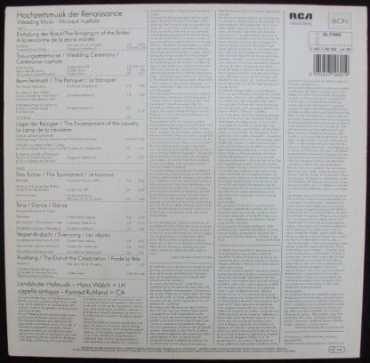 RCA Gold Seal GL 71060 - Landshuter Hofmusik, Hans Walch, Capell - Image 2