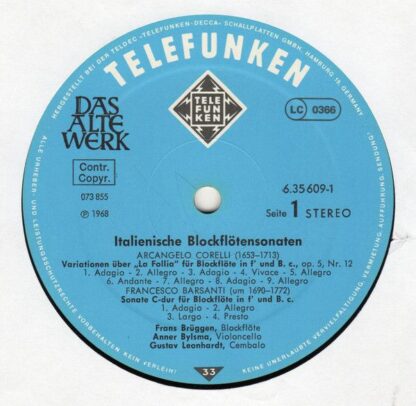 Telefunken 6.35609 DX - Frans Brüggen - Italienische Blockflöten - Image 3