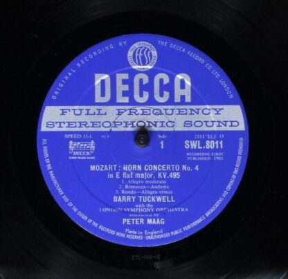 DECCA SWL 8011 - Wolfgang Amadeus Mozart, Barry Tuckwell, London - Image 3