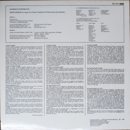 harmonia mundi France HM 1059 - René Saorgin - Danses & Pastoral - Image 2