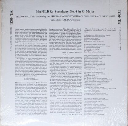 Columbia Masterworks ML 4031 - Gustav Mahler, Bruno Walter, Phil - Image 2