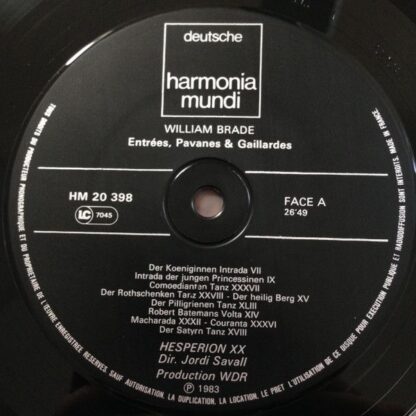 Deutsche Harmonia Mundi DHL 20397.98 - William Brade, Hespèrion - Image 6