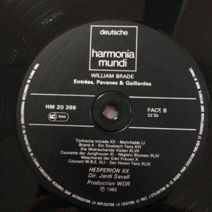 Deutsche Harmonia Mundi DHL 20397.98 - William Brade, Hespèrion - Image 7
