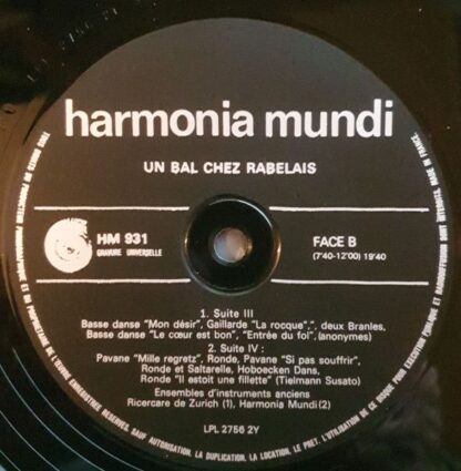 Harmonia Mundi HM 931 - Ensemble D'Instruments Anciens Harmonia - Image 6