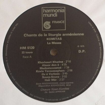 Harmonia Mundi HM 5120 - Choeurs Sipan-Komitas De Paris, Garbis - Image 5