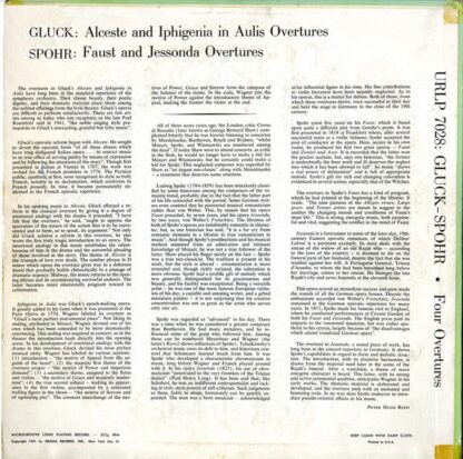 Urania Records (3) URLP 7028 - Christoph Willibald Gluck, Louis - Image 2