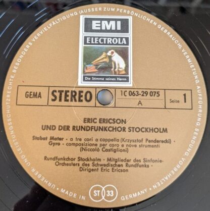 His Master's Voice 1 C 063-29 075 - Eric Ericson, Radiokören, Kr - Image 3
