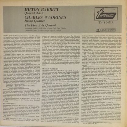Turnabout TV-S 34515 - Milton Babbitt, Charles Wuorinen, The Fin - Image 2
