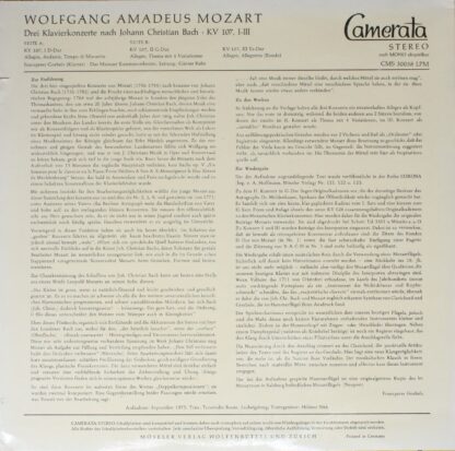 Camerata (2) CMS 30058 LPM - Wolfgang Amadeus Mozart - Drei Klav - Image 2