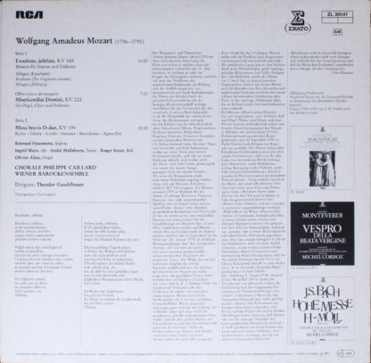 Erato ZL 30547 - Wolfgang Amadeus Mozart, Theodor Guschlbauer, W - Image 2
