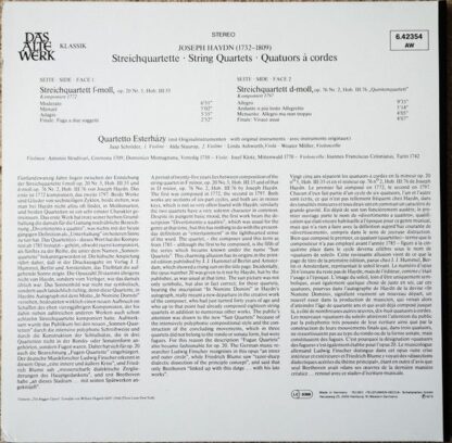 Telefunken 6.42354 AW - Joseph Haydn, Quartetto Esterházy - Stre - Image 4