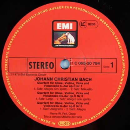 His Master's Voice 1C 065-30 784 - Johann Christian Bach, Carl F - Image 3