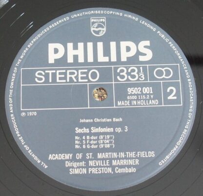 Philips 9502 001 - Johann Christian Bach, The Academy Of St. Mar - Image 4