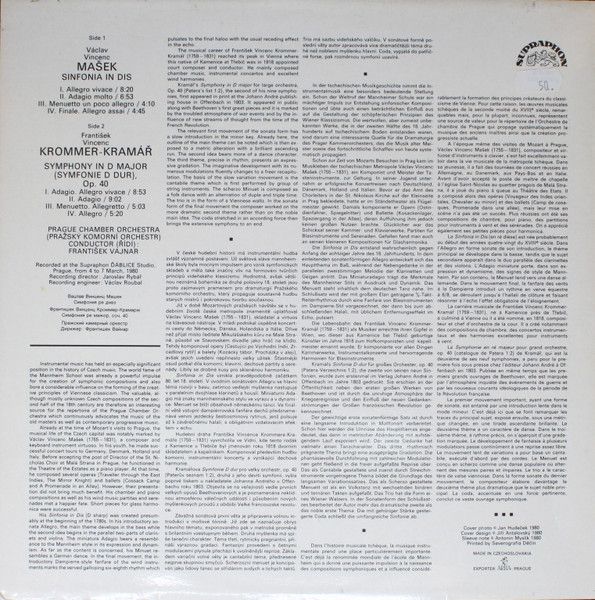 Supraphon 1110 2809 - Václav Vincenc Mašek, František Vincenc Kr - Image 2