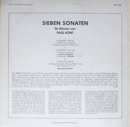 Preiser Records SPR 3208 - Paul Kont, Hans Kann - Sieben Sonaten - Image 2
