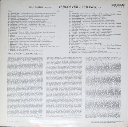 Telefunken SAT 22 542 - Béla Bartók, Sándor Végh, Alberto Lysy - - Image 2