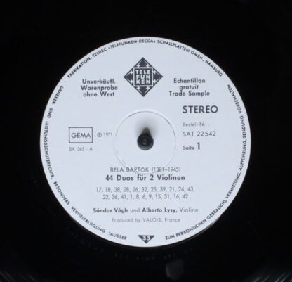 Telefunken SAT 22 542 - Béla Bartók, Sándor Végh, Alberto Lysy - - Image 3