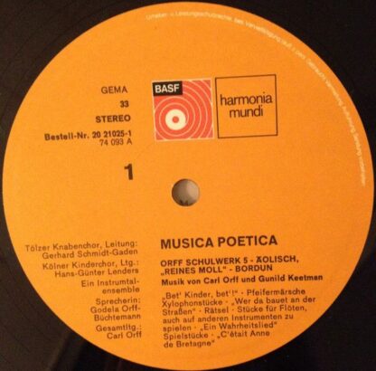 BASF 20 21 025-1 - Carl Orff, Gunild Keetman - Musica Poetica Te - Image 3