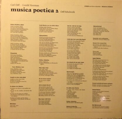 BASF 20 20346-8 - Carl Orff, Gunild Keetman - Musica Poetica Tei - Image 2