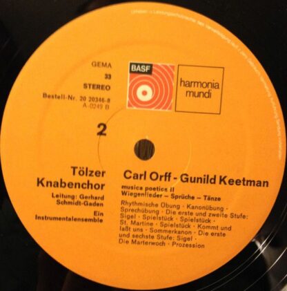 BASF 20 20346-8 - Carl Orff, Gunild Keetman - Musica Poetica Tei - Image 4