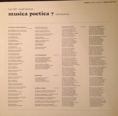 BASF 20 21027-8 - Carl Orff, Gunild Keetman - Musica Poetica Tei - Image 2