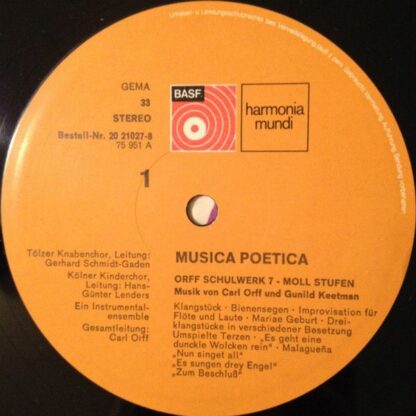 BASF 20 21027-8 - Carl Orff, Gunild Keetman - Musica Poetica Tei - Image 7