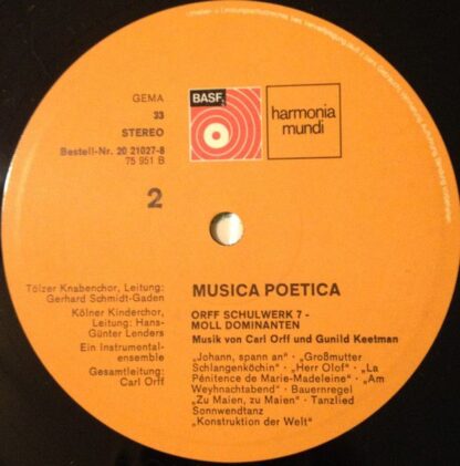 BASF 20 21027-8 - Carl Orff, Gunild Keetman - Musica Poetica Tei - Image 8