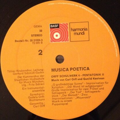 BASF 20 21 024-3 - Carl Orff, Gunild Keetman - Musica Poetica  O - Image 4