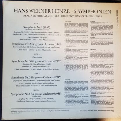 Deutsche Grammophon 139 203/204 SLPM - Hans Werner Henze, Berlin - Image 2