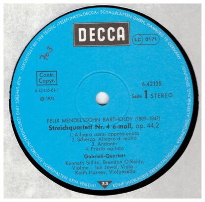 DECCA 6.42135 - The Gabrieli String Quartet, Felix Mendelssohn-B - Image 2