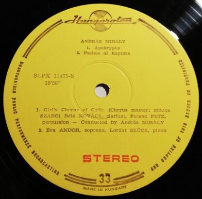 Hungaroton LPX 11455 - András Mihály - Symphony No.3 / Apokryphs - Image 4