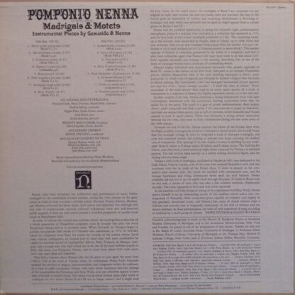 Nonesuch Records H-71277 - Pomponio Nenna, Carlo Gesualdo, Accad - Image 2