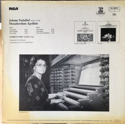 Erato ZL 30572 - Johann Pachelbel, Marie-Claire Alain - Hexachor - Image 2