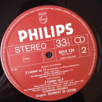 Philips 6514 134 - Arnold Schoenberg, Max Reger, Alexander Von Z - Image 4